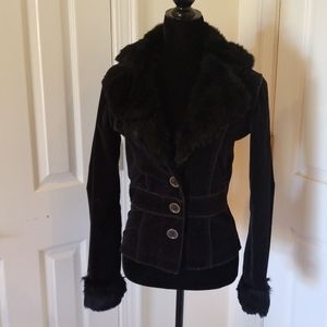 CHIQUE Fur trimmed velvet jacket.